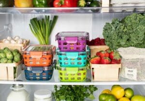 organized allergy friendly foods in refrigerator