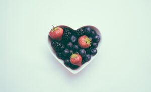heart bowl with fruit