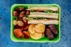 healthy school lunch with protein and carbs