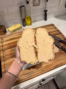 gluten free sourdough bread cut in half