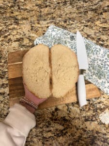 gluten free sourdough bread cut in half