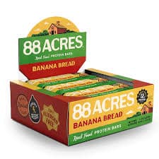 88 Acres banana bread protein bar box packaging