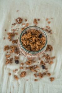 nut free granola stored in a jar