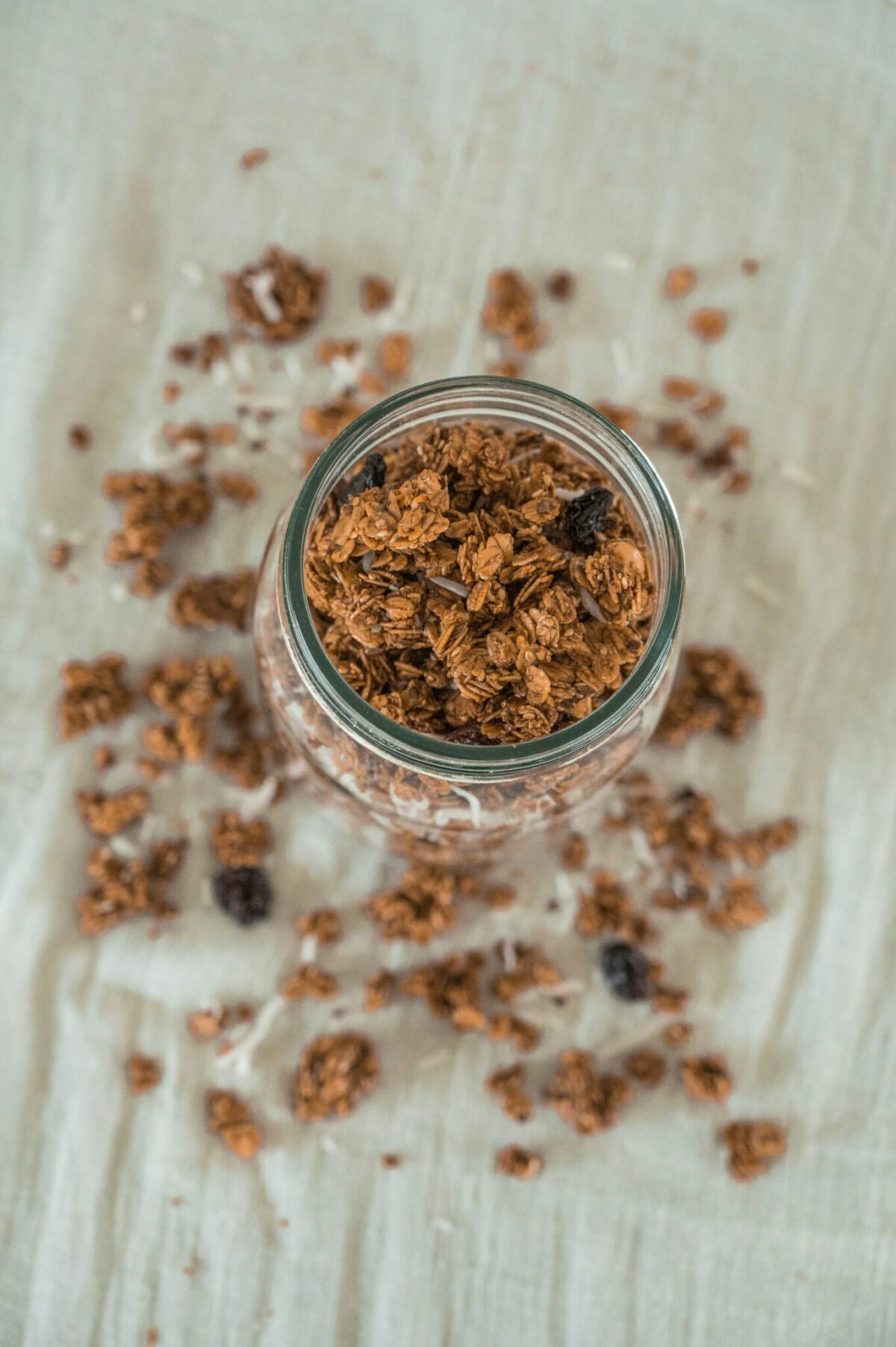 nut free granola stored in a jar