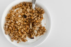 yogurt parfait topped with homemade nut free granola
