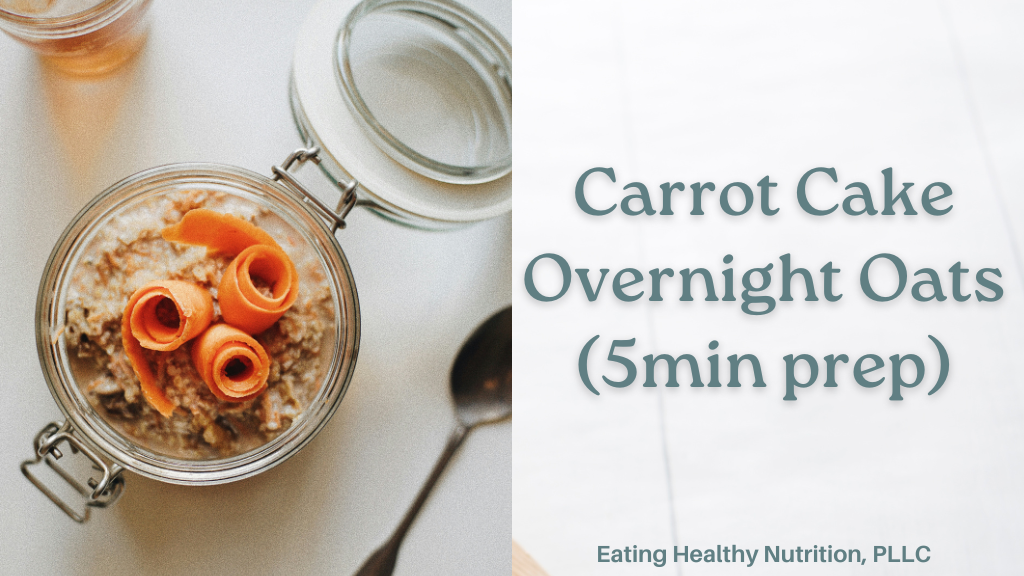 carrot cake overnight oat in mason jar with shredded carrots on top