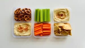 Snack-style school lunch for picky eater with food allergies